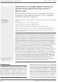 Cover page: Identification of culturable vaginal Lactobacillus species among reproductive age women in Mysore, India