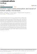 Cover page: Isochoric supercooled preservation and revival of human cardiac microtissues