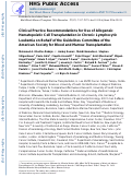 Cover page: Clinical Practice Recommendations for Use of Allogeneic Hematopoietic Cell Transplantation in Chronic Lymphocytic Leukemia on Behalf of the Guidelines Committee of the American Society for Blood and Marrow Transplantation