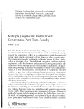 Cover page: Multiple judgments: Institutional context and part‐time faculty