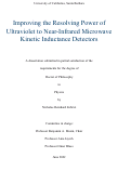 Cover page: Improving the Resolving Power of Ultraviolet to Near­-Infrared Microwave Kinetic Inductance Detectors