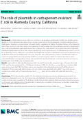 Cover page: The role of plasmids in carbapenem resistant E. coli in Alameda County, California
