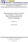 Cover page: Integrating Plug-in Electric Vehicles into California’s Grid System: Policy Entrepreneurship and Technical Challenges