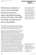 Cover page: Effectiveness evaluation of Contra Caries Oral Health Education Program for improving Spanish‐speaking parents’ preventive oral health knowledge and behaviors for their young children