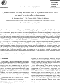 Cover page: Characteristics of BRCA1 mutations in a population-based case series of breast and ovarian cancer