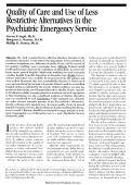 Cover page: Quality of care and use of less restrictive alternatives in the psychiatric emergency service