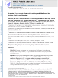 Cover page: Prenatal exposure to paternal smoking and likelihood for autism spectrum disorder