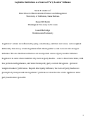 Cover page: Legislative Institutions as a Source of Party Leaders' Influence