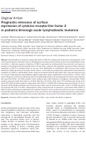 Cover page: Prognostic relevance of surface expression of cytokine receptor-like factor 2 in pediatric B-lineage acute lymphoblastic leukemia.