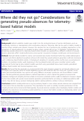 Cover page: Where did they not go? Considerations for generating pseudo-absences for telemetry-based habitat models.