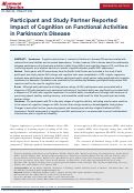 Cover page: Participant and Study Partner Reported Impact of Cognition on Functional Activities in Parkinson's Disease.