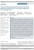 Cover page: Genetics dictating therapeutic decisions in pediatric pulmonary hypertension? A case report suggesting we are getting closer.