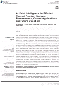 Cover page: Artificial Intelligence for Efficient Thermal Comfort Systems: Requirements, Current Applications and Future Directions