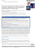 Cover page: Emotional awareness and other emotional processes: implications for the assessment and treatment of chronic pain