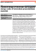 Cover page: Chemical design of electronic and magnetic energy scales of tetravalent praseodymium materials