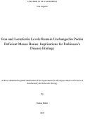 Cover page: Iron and Lactoferrin Levels Remain Unchanged in Parkin Deficient Mouse Brains: Implications for Parkinson’s Disease Etiology