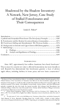 Cover page: Shadowed by the Shadow Inventory: A Newark, New Jersey, Case Study of Stalled Foreclosures and Their Consequences