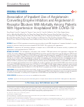 Cover page: Association of Inpatient Use of Angiotensin Converting Enzyme Inhibitors and Angiotensin II Receptor Blockers with Mortality Among Patients With Hypertension Hospitalized With COVID-19