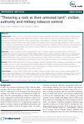Cover page: “Throwing a rock at their armored tank”: civilian authority and military tobacco control
