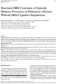 Cover page: Structural MRI Correlates of Episodic Memory Processes in Parkinson's Disease Without Mild Cognitive Impairment.