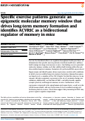 Cover page of Specific exercise patterns generate an epigenetic molecular memory window that drives long-term memory formation and identifies ACVR1C as a bidirectional regulator of memory in mice.
