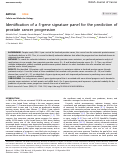 Cover page: Identification of a 5-gene signature panel for the prediction of prostate cancer progression.