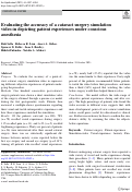 Cover page: Evaluating the accuracy of a cataract surgery simulation video in depicting patient experiences under conscious anesthesia.