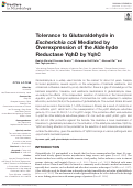 Cover page: Tolerance to Glutaraldehyde in Escherichia coli Mediated by Overexpression of the Aldehyde Reductase YqhD by YqhC