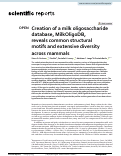 Cover page: Creation of a milk oligosaccharide database, MilkOligoDB, reveals common structural motifs and extensive diversity across mammals.