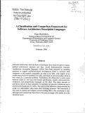 Cover page: A classification and comparison framework for software architecture description languages
