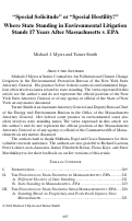 Cover page: "Special Solicitude" or "Special Hostility?": Where State Standing in Environmental Litigation Stands 17 Years After Massachusetts V. EPA