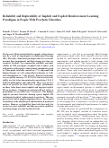 Cover page: Reliability and Replicability of Implicit and Explicit Reinforcement Learning Paradigms in People With Psychotic Disorders