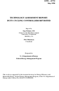 Cover page: Technology Assessment Report: Duty Cycling Controllers Revisited