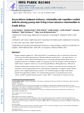 Cover page: Associations between violence, criminality, and cognitive control deficits among young men living in low resource communities in South Africa