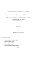 Cover page: Essays in Economics of Education and Public Economics