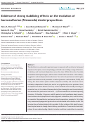 Cover page: Evidence of strong stabilizing effects on the evolution of boreoeutherian (Mammalia) dental proportions