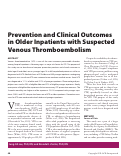 Cover page: Prevention and clinical outcomes in older inpatients with suspected venous thromboembolism.