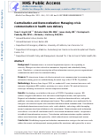 Cover page: Centralization and democratization: Managing crisis communication in health care delivery.