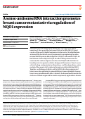 Cover page: A sense-antisense RNA interaction promotes breast cancer metastasis via regulation of NQO1 expression