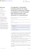 Cover page: Corrigendum: Automated screening devices for vision screening in preschool children: a comparison of the PlusoptiX S12C photoscreener and retinomax K+3 autorefractor.