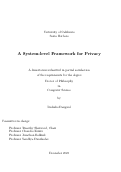 Cover page: A System-Level Framework for Privacy