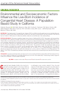 Cover page: Environmental and Socioeconomic Factors Influence the Live-Born Incidence of Congenital Heart Disease: A Population-Based Study in California.