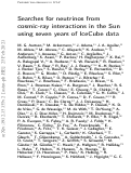 Cover page: Searches for neutrinos from cosmic-ray interactions in the Sun using seven years of IceCube data