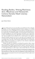 Cover page: Reading Bodies, Writing Blackness: Anti-/Blackness and Nineteenth-Century Kanaka Maoli Literary Nationalism