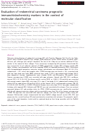 Cover page: Evaluation of endometrial carcinoma prognostic immunohistochemistry markers in the context of molecular classification