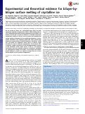 Cover page: Experimental and theoretical evidence for bilayer-by-bilayer surface melting of crystalline ice