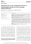 Cover page: Sharpening Our Tools: A Systematic Review to Identify Diagnostically Accurate Language Sample Measures.