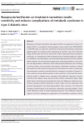 Cover page: Rapamycin/metformin co‐treatment normalizes insulin sensitivity and reduces complications of metabolic syndrome in type 2 diabetic mice