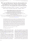 Cover page: Who Are the Okinawans? Ancestry, Genome Diversity, and Implications for the Genetic Study of Human Longevity From a Geographically Isolated Population