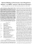 Cover page: Optimal Bidding in Performance-Based Regulation Markets: An MPEC Analysis With System Dynamics